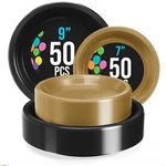 Black And Gold Disposable Dinner Plates 50 Pack 9 Inch 7 Set New. Price: $32.79.