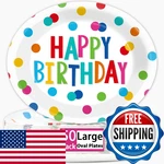 Lonfliness 50 Pcs Happy Birthday Oval Paper Plates - 11INCH Large Colorful Dots New. Price: $31.36.