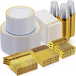 Goodluck 700 Piece Gold Dinnerware Set For 100 Guests, Disposable Party, ... New. Price: $112.59.