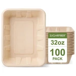 100 Countharvest Pack 32 Oz Disposable Food Trays 8.49" X 6.45" 1.86" Compos New. Price: $43.75.