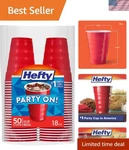 Party On Disposable Plastic Cups, 50 Count, 18 Oz Red For Parties,... New. Price: $17.43.