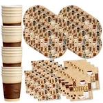 Coffee Birthday Party Supplies Set Plates Napkins Cup 16 People Tableware Kit New. Price: $29.82.