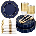175PCS Navy Blue Plastic Plates-disposable Gold 25GUEST Baroque Plasti... New. Price: $64.99.