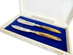 Cheese Cutlery Service Knives Solingen Blades And Animal Horn 1940. Price: $61.64.