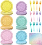 Chunnin Pastel Rainbow Party Plates Napkins Forks Set New. Price: $26.24.