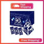Grehumor 3PCS 90TH Birthday Tablecloth Decorations Sliver And Blue Cover New. Price: $15.57.