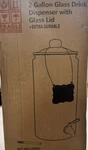 Leraze 2 Gallon Glass, Drink Dispenser With Lid, Marker And Chalkboard New. Price: $39.99.
