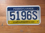 Pennsylvania Motorcycle License Plate Pa Penna Free Ride 5196S Used. Price: $40.00.