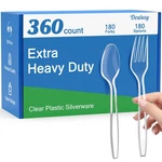 Dealusy 360 Count Extra Heavy Duty Clear Plastic Forks And Spoons, 180 ... New. Price: $36.52.