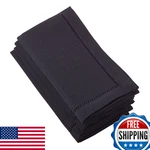 Saro Lifestyle Hemstitched Border Dinner Napkin Set Of 4 Black 20X20 New. Price: $35.98.
