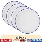 Blue Rim Stoneware Dinner Plates Set Of 4 Dishwasher Microwave Safe Stackable Us. Price: $17.92.