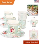 Vintage Floral Tea Cups & Saucers Set For Parties Bridal Showers Garden New. Price: $27.99.
