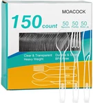 150 Pcs Clear Plastic Silverware, Heavy Weight Forks Spoons New. Price: $17.58.
