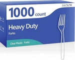 Sacatr 1000 Count Plastic Heavy Duty, Silverware Clear Forks, Prem New. Price: $63.99.