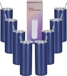 Wzaytia 8 Pack 20 Stainless Steel Straight Skinny Tumblers, Oz, Navy New. Price: $58.99.