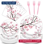 Qyeahkj 100 Pcs Cherry Blossom Party Supplies Set Plates And Napk New. Price: $29.68.