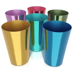 Retro Aluminum Cups 15 Oz Set Of 6 - Christmas Metal Tumblers For Cold Drinks, New. Price: $37.95.