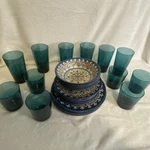 Members Mark Olympus Medallion Melamine 30 Pc Dinner/salad Plates/bowls/tumblers Used. Price: $70.00.