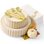 By Madee Heavyweight 175 Pc Thanksgiving Plates And Napkins Sets Ivory Scal... New. Price: $72.64.