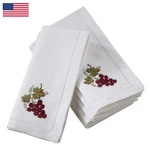 Saro Lifestyle Handmade Grape Embroidery Napkin Hemstitched Border Set Of 6 New. Price: $108.94.