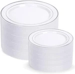 I00000 200 Silver Plastic Plates - Disposable Pcs, New. Price: $66.99.