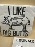 Twisted Wares Beverage Napkins, Rub My Own Meat & Like Big Butts Bbq Chef New. Price: $14.00.