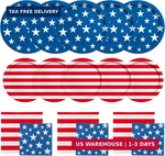 American Flag Patriotic Party Supplies Disposable Dinner Paper Plates Dessert New. Price: $39.11.