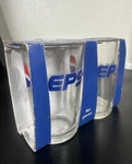 Nos 2 Vintage Pepsi-cola Drinking Glasses 4" Tall 8 Oz Blue Logo Globe Official New. Price: $20.00.