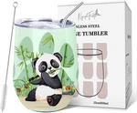 12OZ Panda Gifts Wine Tumbler With Lid Straw Insulated Stainless Steel New. Price: $22.04.