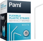 Flexible Plastic Bent Straws, Individually Wrapped Pack Of 400 - 7.75 White New. Price: $14.94.