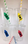 Crayon Party Cups Set Of 12 With Lids/straws Coloring Drawing Birthday New. Price: $24.99.