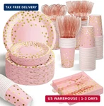 Aire 175PCS Pink Rose Gold Plates Party Supplies Severs 25 Guests Disposable New. Price: $44.99.