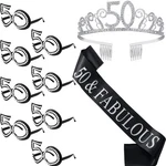 50TH Birthday Accessory Set: Sash, Tiara, Glitter Glasses For Women's Party D... New. Price: $37.25.