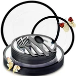 By Madee Heavyweight 150 Pcs Clear And Black Party Plates Utensils Set Fan New. Price: $55.65.