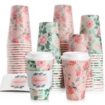 50 Sets 16OZ Floral Disposable Coffee Cups With Lids And Sleeves Vintage Spri... New. Price: $36.01.