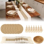 6 Sets Placemats Dining Table Decor, Round Woven, Rectangular Boho, Wooden New. Price: $17.98.