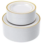 120PCS Gold Plastic Plates Disposable White And Rim Includin New. Price: $53.50.