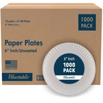 Bluetable 6 Inch Paper Plates Bulk 1000 Count - Uncoated White Dinner New. Price: $69.25.