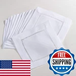 Saro Lifestyle Hemstitched Border Cocktail Napkin Set Of 12 White 6X6 New. Price: $54.14.