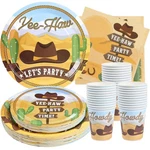Western Birthday Party Supplies - (serves 24) Dinner Plates, Yellow, Brown New. Price: $26.05.