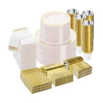 Bestvip 700PCS Clear Gold Disposable Dinnerware Set (100 Guests), Plastic Pla... New. Price: $121.68.