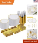600 Pieces Gold Disposable Plates For 100 Guests, Plastic Party, D... New. Price: $163.57.