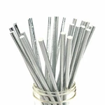 Shining Silver Paper Straws For Drinking, 100 One Size, Solid New. Price: $13.64.