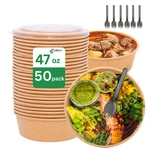 Ganfaner 47 Oz Disposable Round Paper Bowls Extra Large 50 Sets Meal Prep Food C New. Price: $59.61.