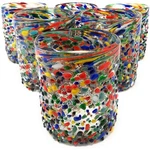 Dos Suenos Hand Blown Mexican Drinking Glasses - Set Of 6 Confetti Rock Tumbler New. Price: $54.99.