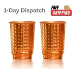 Set Of 2 Pure Copper Tumblers 11.8 Oz Hammered Water Cups Ayurveda Travel Mug New. Price: $31.25.