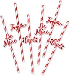 Whaline 60 Pc Valentine's Day Paper Drinking Straws With Sayings - Red Metallic New. Price: $10.00.