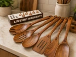 Elegant 6-PIECE Teak Wooden Cooking Utensil Set Perfect For Non-stick Cookware New. Price: $30.99.