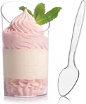 Zezzxu 50 Pack Mini Dessert Cups With Spoons, 2.2 Oz Plastic Small Clear New. Price: $25.01.
