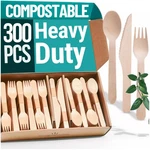 300PCS Disposable Wooden Cutlery Set (150 Forks, 100 Spoons, Knives) Our H... New. Price: $32.07.